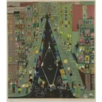 New York Stickball Game, 1975 by Ralph Fasanella, Silkscreen, sold Jun 2017