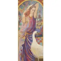 Isaac Maimon, Woman with Swan, Mixed Media on Canvas