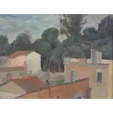 Carlo Barbeiri, Italian Houses, Oil on Canvas