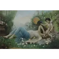 Pietro Toretti, Reclining Beauty with Putto, Oil on Canvas
