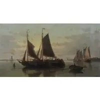 Abraham Hulk, Evening on the Seine River / A. Hulk / Date 1864, Oil on Canvas