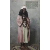 Wincenty Trojanowski, Prayer, Orientalist Oil on Canvas, 1891
