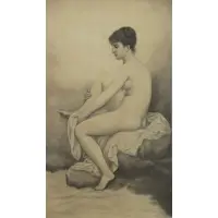William Bouguereau, After the Bath, Pencil on Paper