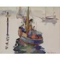 Arthur Beaumont, Caution, 1937, Watercolor on Paper