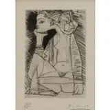 Pablo Picasso, Femme Assise en Tailleur: Genevi?ve Laporte, 1951, Etching & Drypoint "Femme Assise en Tailleur: Genevi?ve Laporte" 1951