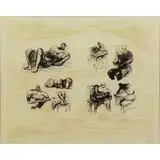 Henry Moore, Eight Sculptural Ideas Girl Writing, 1973, Lithograph "Eight Sculptural Ideas Girl Writing" 1973