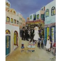 Sara Hagay, Israeli Wedding Scene, Oil on Board