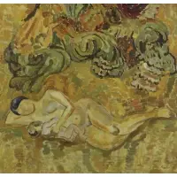 Lev Meshberg, Mother and Child in Landscape, 1966, Oil on Canvas