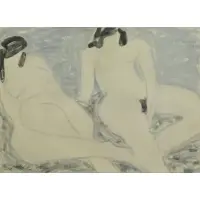 Two Nudes, 1966 by Stephen Pace, Watercolor on Paper, sold May 2017