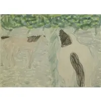 Two Horses, 1966 by Stephen Pace, Watercolor on Paper, sold May 2017