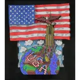 American Flag Shields the World by Charles Fazzino, 2002, 3-D Acrylic on Canvas, sold May 2017