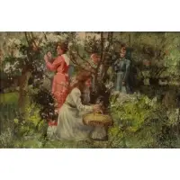 Picking Flowers by Gustave Jacquet, Oil on Canvas, sold Apr 2017