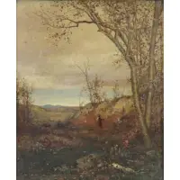Jervis McEntee, Wooded Landscape, Oil on Canvas