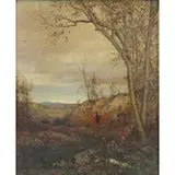 Jervis McEntee, Wooded Landscape, Oil on Canvas