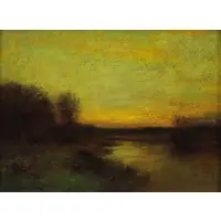 Bruce Crane, Landscape at Sunset, Oil on Canvas