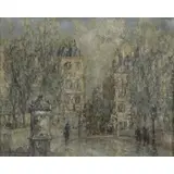 George E Edwards, Pont Marie Quaides Celestins Paris, 1931, Oil on Canvas "Pont Marie Quaides Celestins Paris" 1931