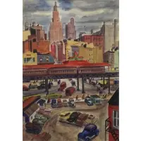 Bertram Hartman, El Train, New York, 1937, Watercolor