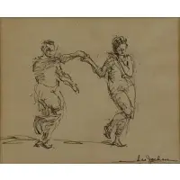 Lee Jackson, Jitterbuggers, Central Park., Ink Drawing