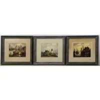 John Hare, Harbor at Orleans, Three Watercolors on Paper