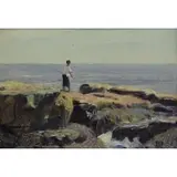 Howard Butler, Woman Fishing, Maine, Oil on Panel