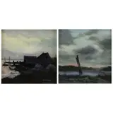 Elliot Orr, Chatham, Massachusetts Scenes, Two Oils on Board