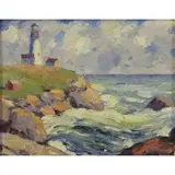 Abraham J Schram, Lighthouse, Oil on Board