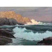 Walter Brightwell, Rocky Coast, Oil on Board