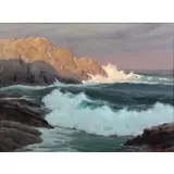 Walter Brightwell, Rocky Coast, Oil on Board