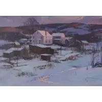 Victor Olson, Winter Sunray, Gouache on Board