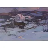 Victor Olson, Winter Sunray, Gouache on Board