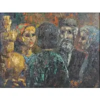 Irwin Lefcourt, Four Figures, Oil on Canvas