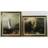 Arturs Upelnieks, Untitled, Two Oils on Canvas of Fisher Folk