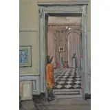 John Manship, Woman in Art Gallery, 1969, Gouache on Paper