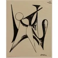 Alexander Calder, Stabile Drawing, 1946, India Ink on Paper
