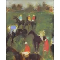 Jacques Bartoli, Jockeys, Oil on Canvas "Jockeys"