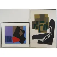 Harold Krisel, Tilted Form, 2 Oils on Paper