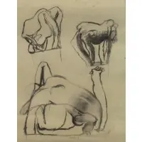 Figure Study by Brett Whiteley, Charcoal on Paper, sold Apr 2017