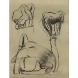 Figure Study by Brett Whiteley, Charcoal on Paper, sold Apr 2017