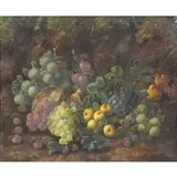Henry John Livens, Fruit Still Life in Landscape, Oil on Canvas