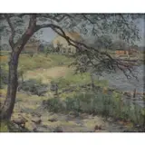 Julian Joseph, Lakeside Cottages 1921, Oil on Canvas