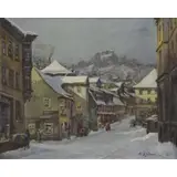 Reimann, Village in the Snow, , A. Oil on Board