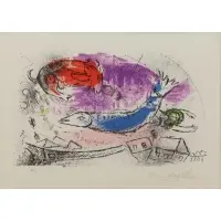 Blue Fish by Marc Chagall, Lithograph "Blue Fish", sold Mar 2017