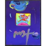 Peter Max, Man with Flowers, Acrylic Over Print on Paper
