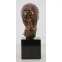 Elie Nadelman, Head of a Woman, Bronze Sculpture "Head of a Woman" Signed lower neck lower left side