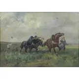 Plowing the Field by Andrés Cortés y Aguilar, Oil on Canvas, sold Mar 2017