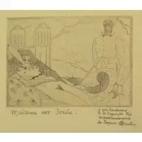 Charles Martin, Madame Est Servie, Erotic Etching "Madame Est Servie"