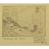 Charles Martin, Madame Est Servie, Erotic Etching "Madame Est Servie"