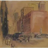 Ervin Nussbaum, Ervin Nussbaum (American, 1914 - 1996), 1946 Ink and Watercolor on Paper New York Street Scene