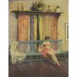 Malcolm Parcell, Girl Reading, Oil on Canvas