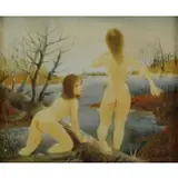 Pierre Lavarenne, Nude Bathers, Oil on Canvas